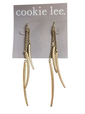 Cookie Lee Goldtone Multi-Chain Dangle Fringe Earrings